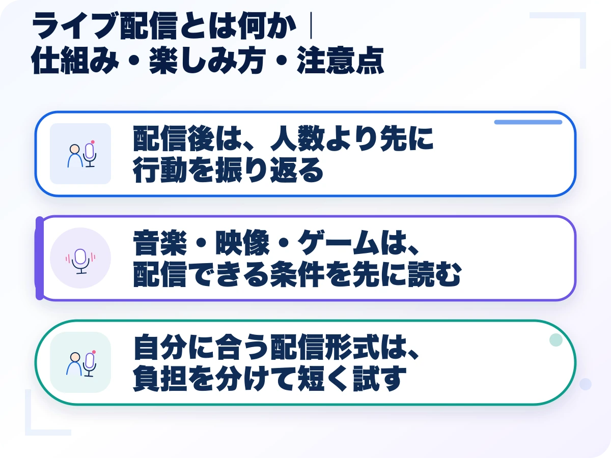 ライブ配信とは何か|仕組み・楽しみ方・注意点の三つのポイント