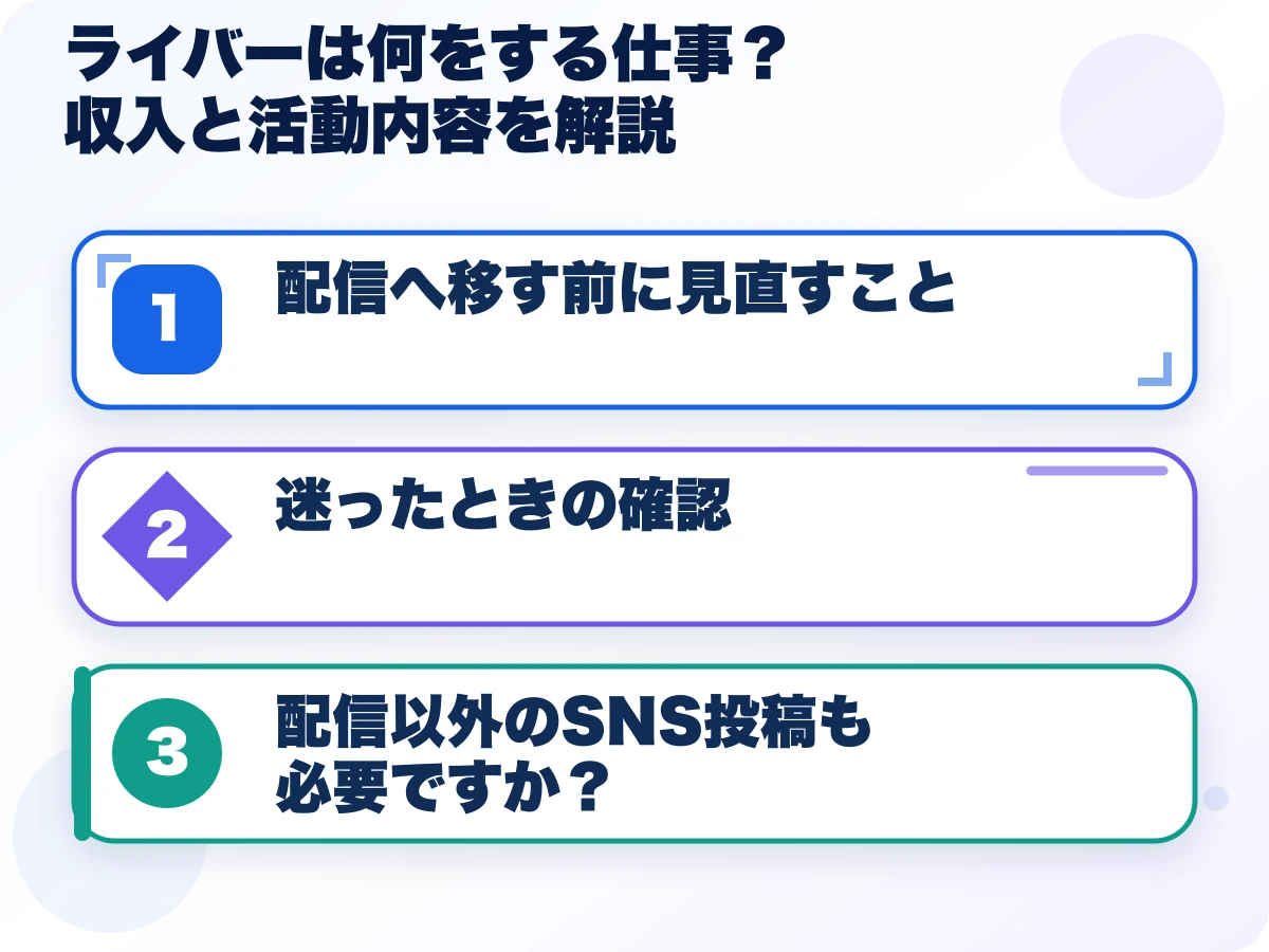 ライバーは何をする仕事?収入と活動内容を解説を実行する前の三つの確認
