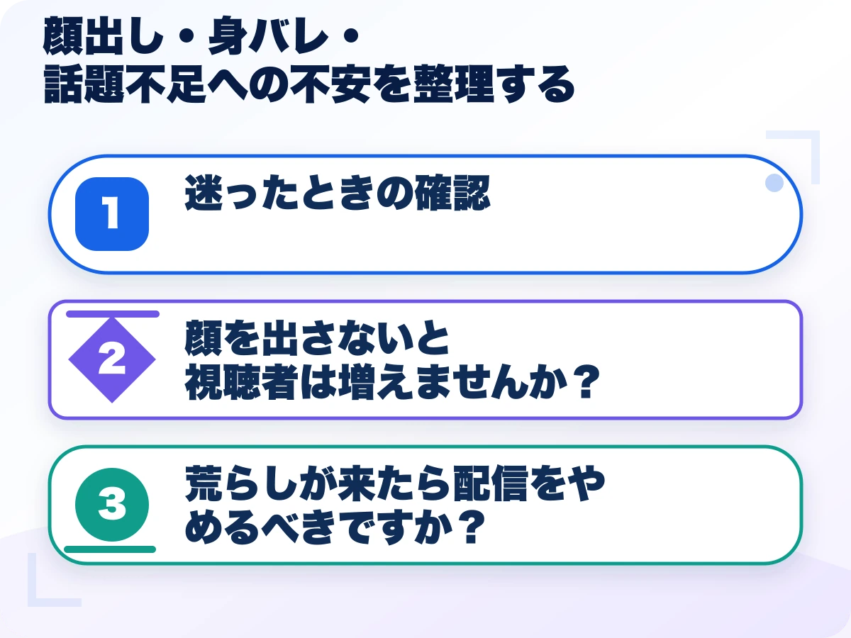 顔出し・身バレ・話題不足への不安を整理するを実行する前の三つの確認