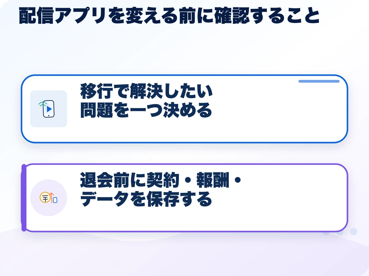 配信アプリを変える前に確認することの全体像