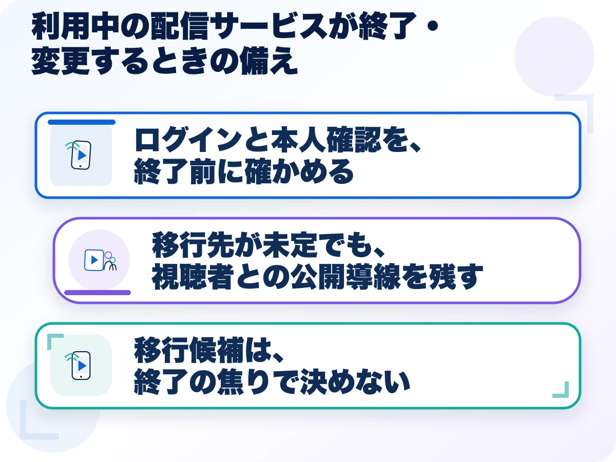 利用中の配信サービスが終了・変更するときの備えの三つのポイント