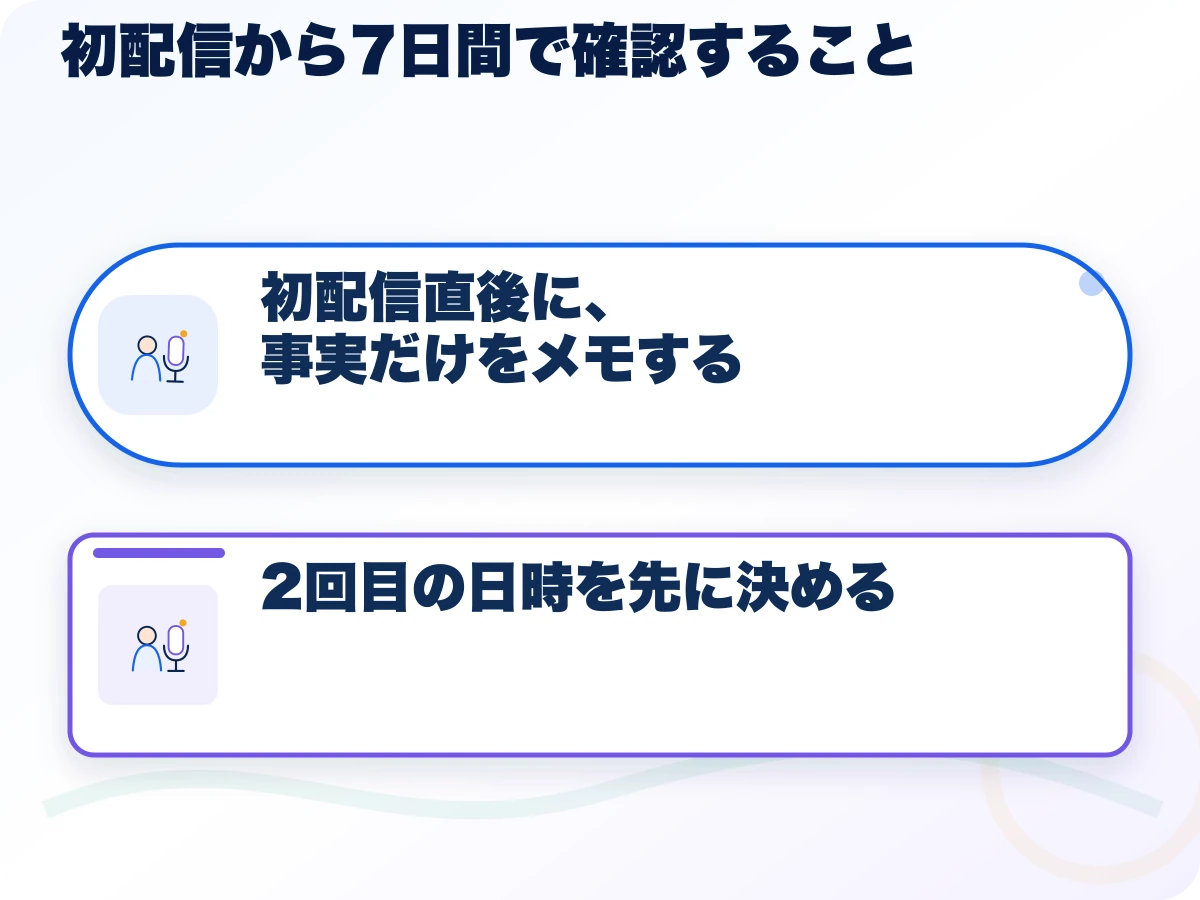 初配信から7日間で確認することの全体像