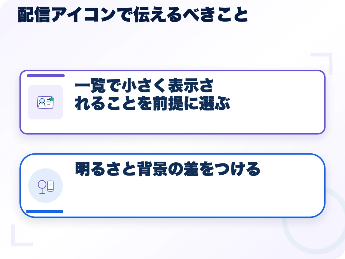 配信アイコンで伝えるべきことの全体像