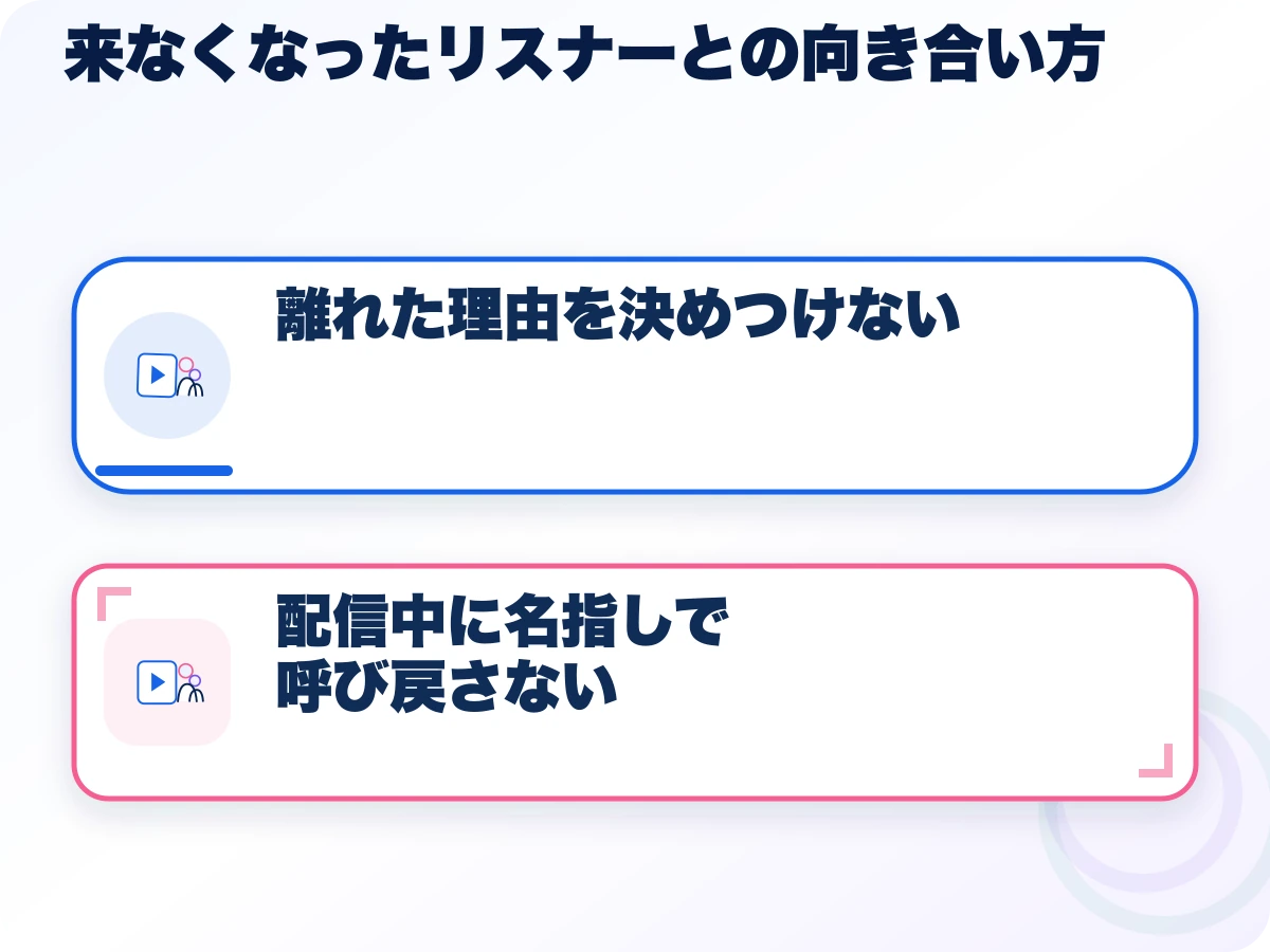 来なくなったリスナーとの向き合い方の全体像