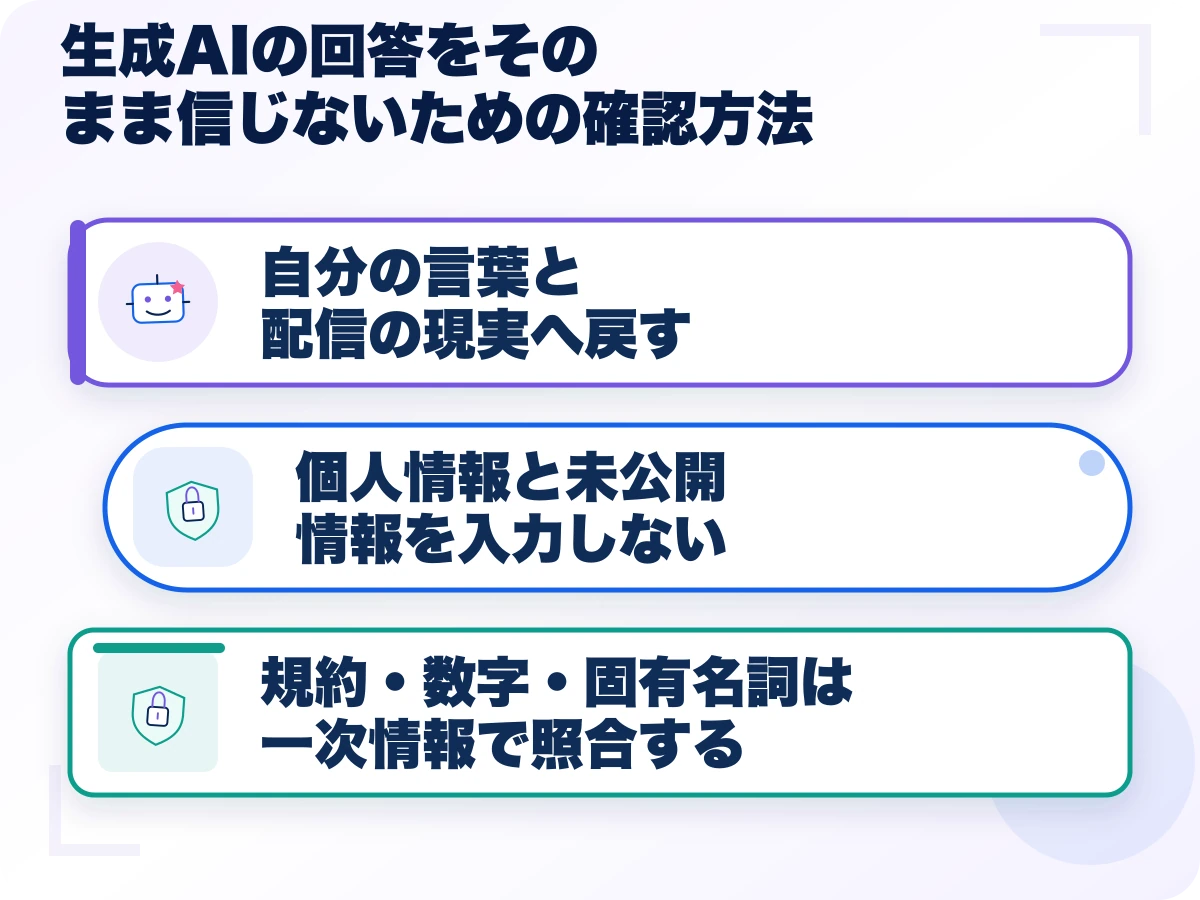 生成AIの回答をそのまま信じないための確認方法の三つのポイント