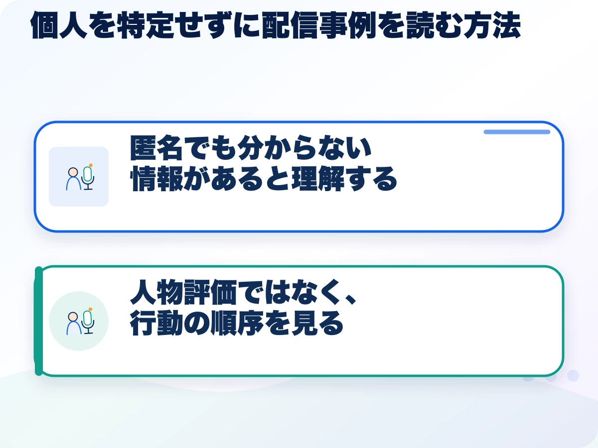 個人を特定せずに配信事例を読む方法の全体像