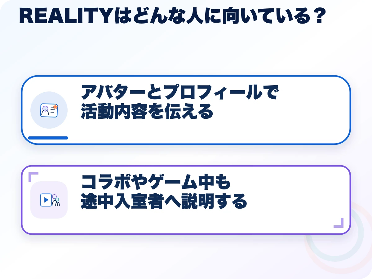REALITY(リアリティ)はどんな人に向いている?の全体像
