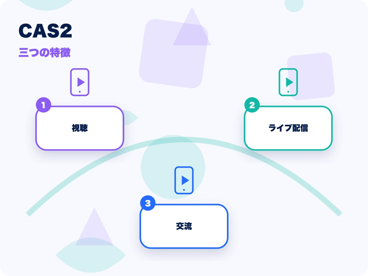 CAS2(キャスツー)の三つの特徴を示す画像