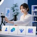 初配信当日にスマートフォンとマイクを整えて配信を始める様子