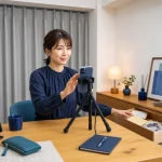 個人情報を片付けて安全な配信背景を準備する様子