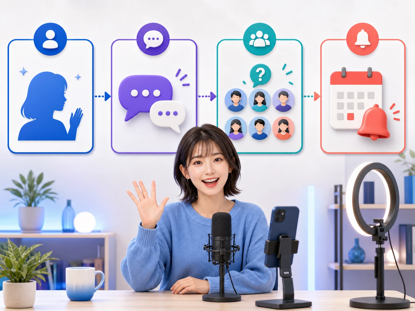 自己紹介から次回告知までの流れを準備してライブ配信を始める配信者