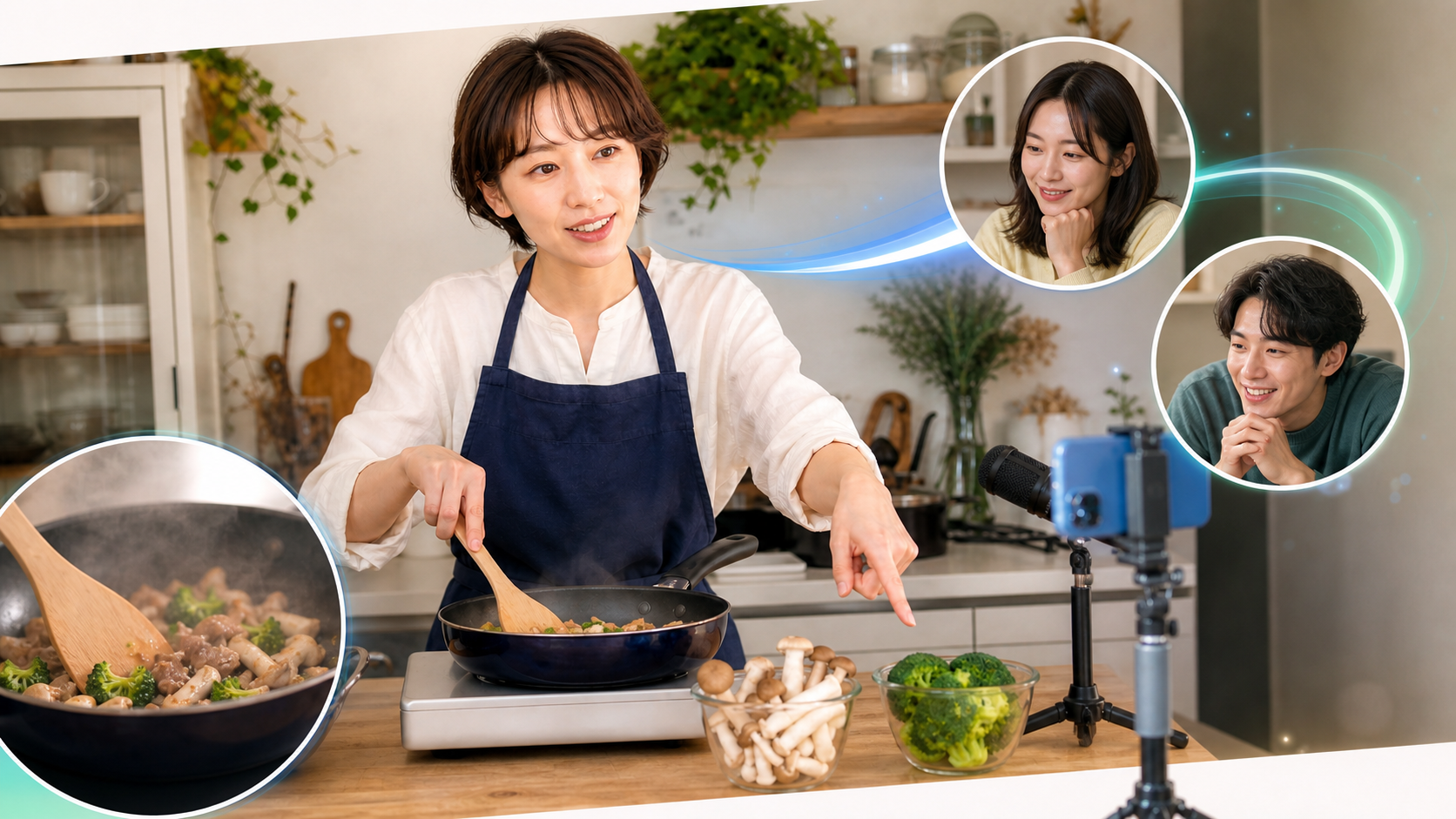 配信タイトルとカバー画像を実際の内容と見比べる場面
