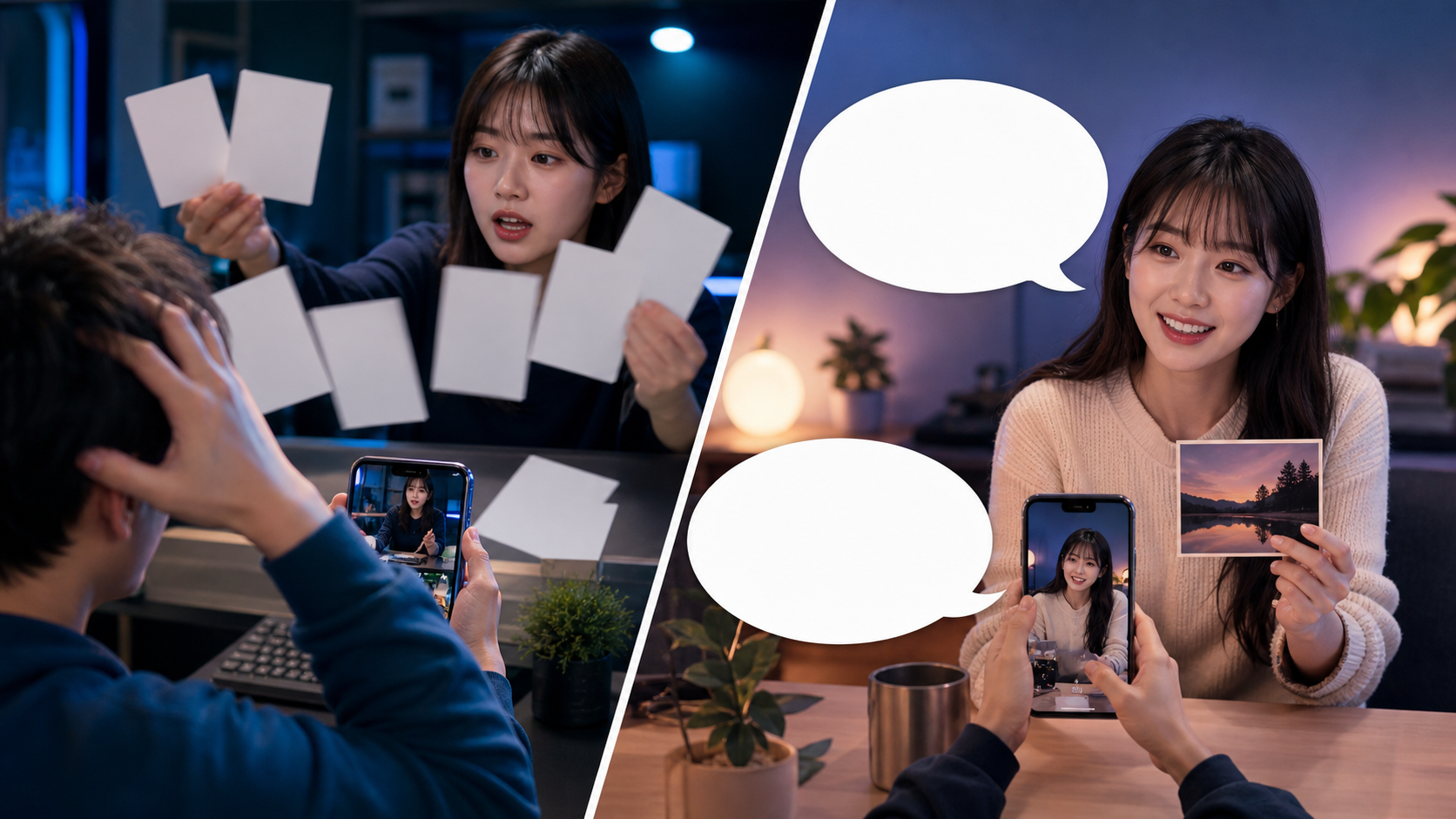 公開プロフィールの趣味から安全な質問を一つ選ぶ様子