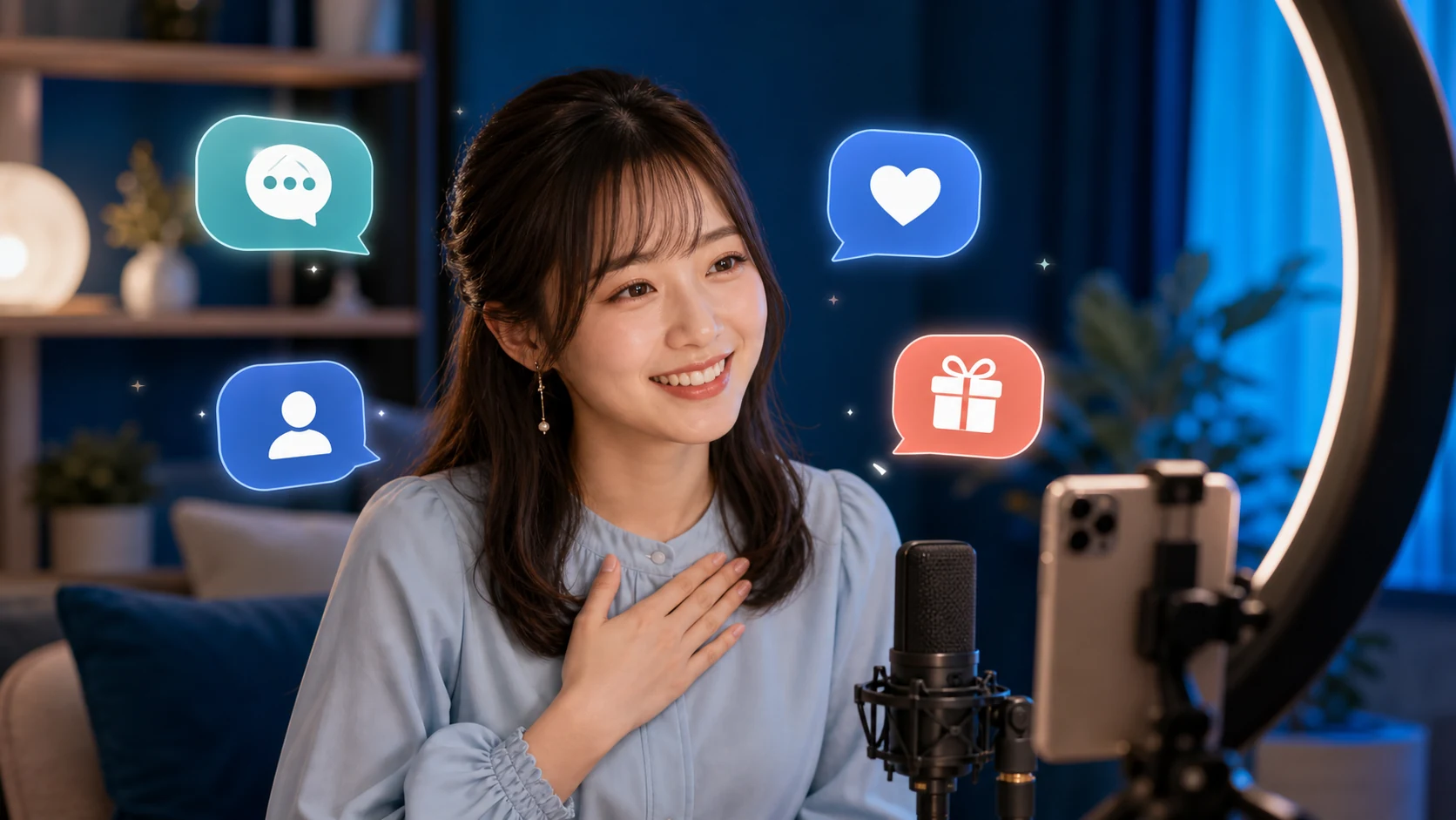 入室、コメント、フォロー、ギフトへ自然に感謝を伝える配信者