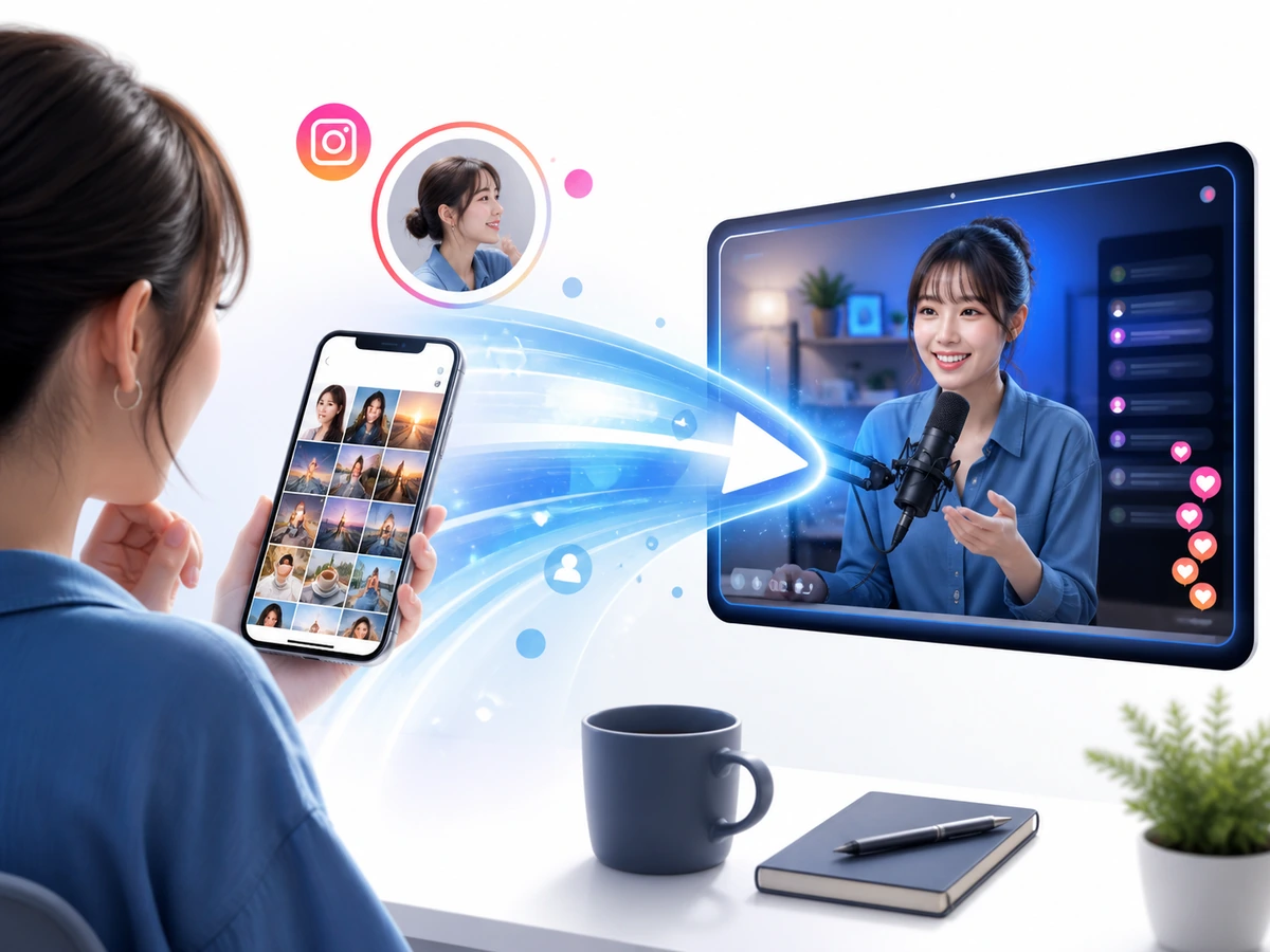 Instagramの投稿からライブ配信へ視聴者を案内する導線