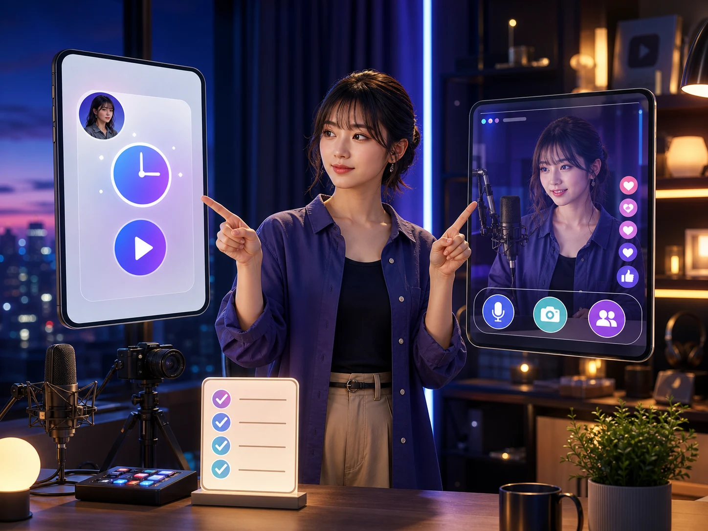 告知投稿を公開前にスマートフォンで確認する配信者