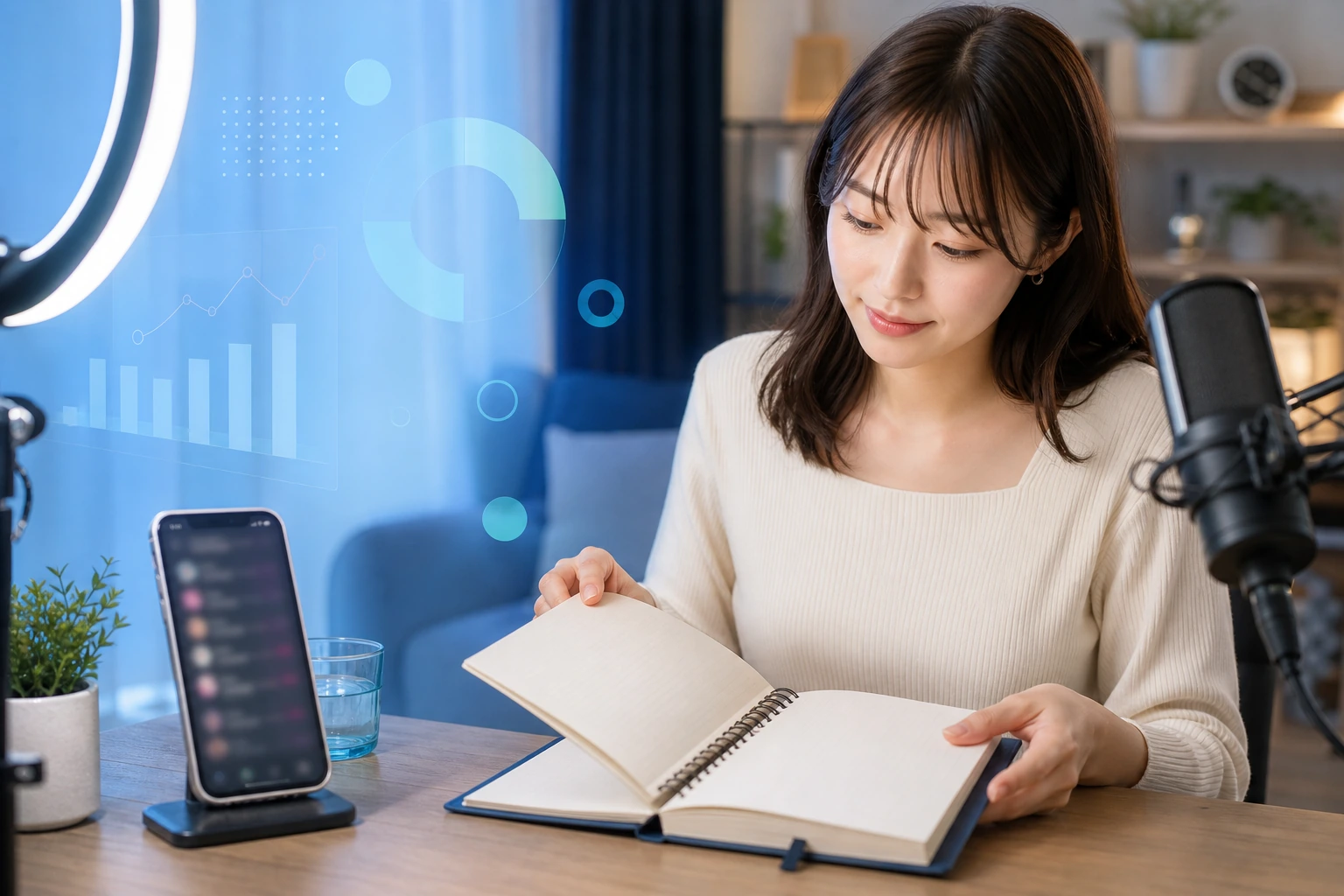 他のライバーとの比較を閉じ、自分の配信記録へ向き直るライバー