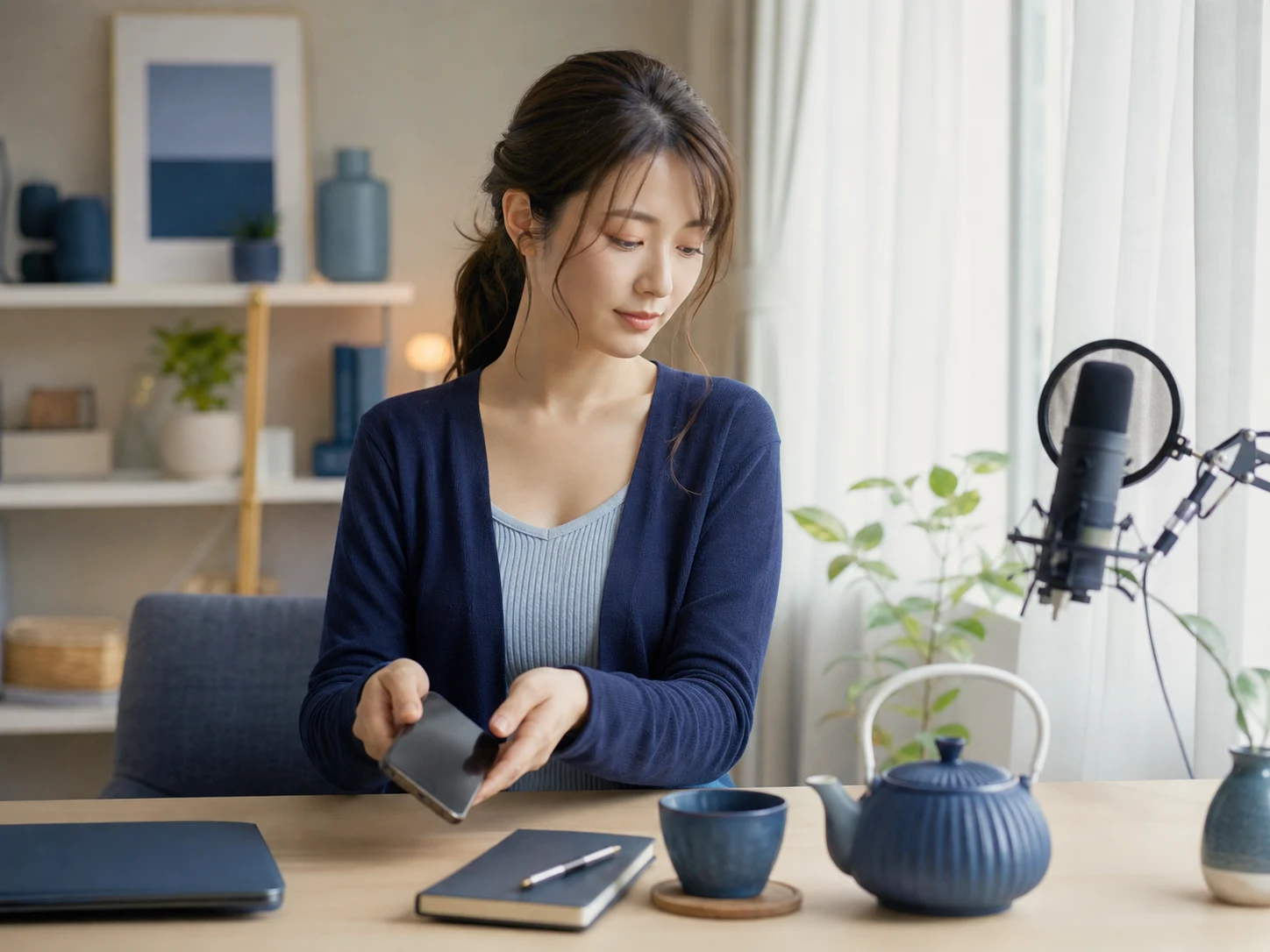 イベント配信の翌朝にスマートフォンを置いて気持ちを整える配信者