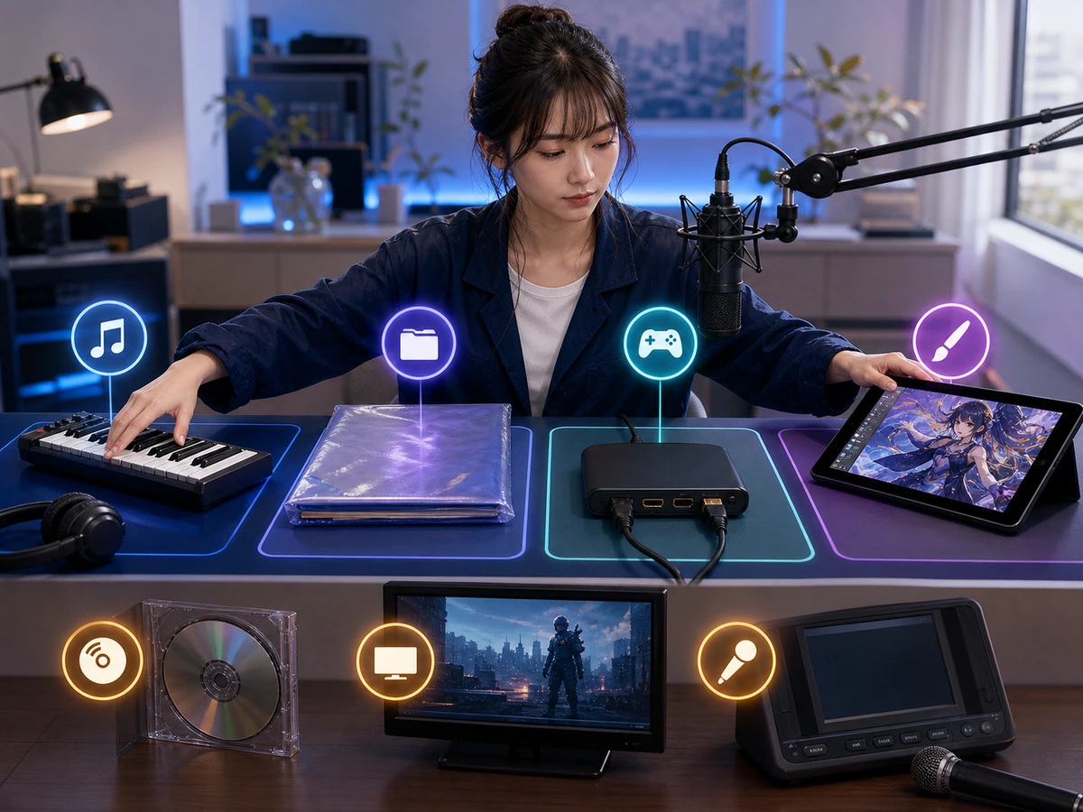 音楽やゲームやイラストを素材ごとに分けて権利を確認する配信者