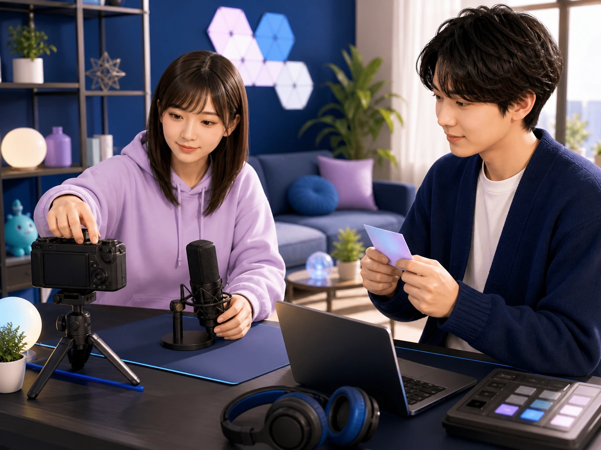 配信再開前に場所、コメント、アカウントを点検する様子