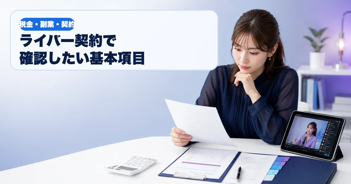 ライバー契約の書面と報酬条件を確認する場面
