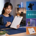 配信開始前にチェックリストを見ながら画面と音と安全設定を確認するライバー