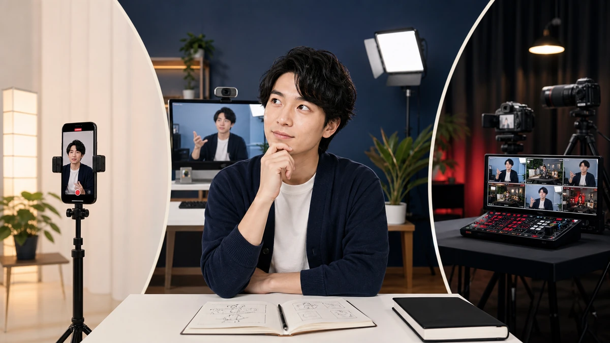 YouTube Live（ユーチューブライブ）の特徴と始め方を場面で説明する画像
