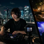 Mixcloud Live(ミックスクラウドライブ)の特徴と始め方を場面で説明する画像