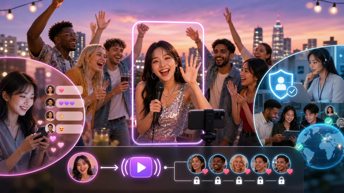 GOGOLIVE（ゴーゴーライブ）の特徴と始め方を場面で説明する画像