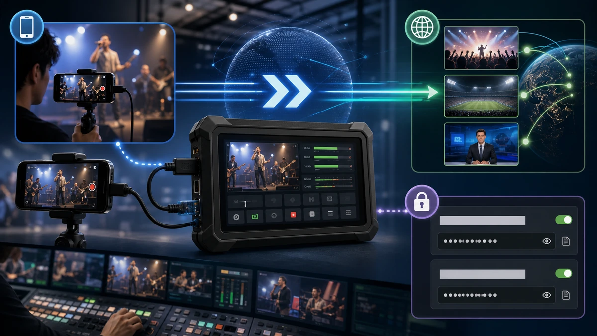 Larix Broadcaster（ラリックス・ブロードキャスター）の特徴と始め方を場面で説明する画像
